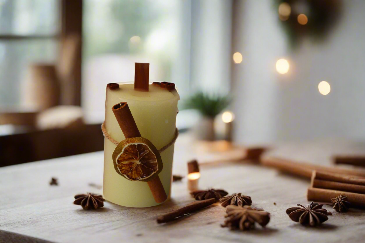 Pure Cinnamon Beeswax Christmas Candle