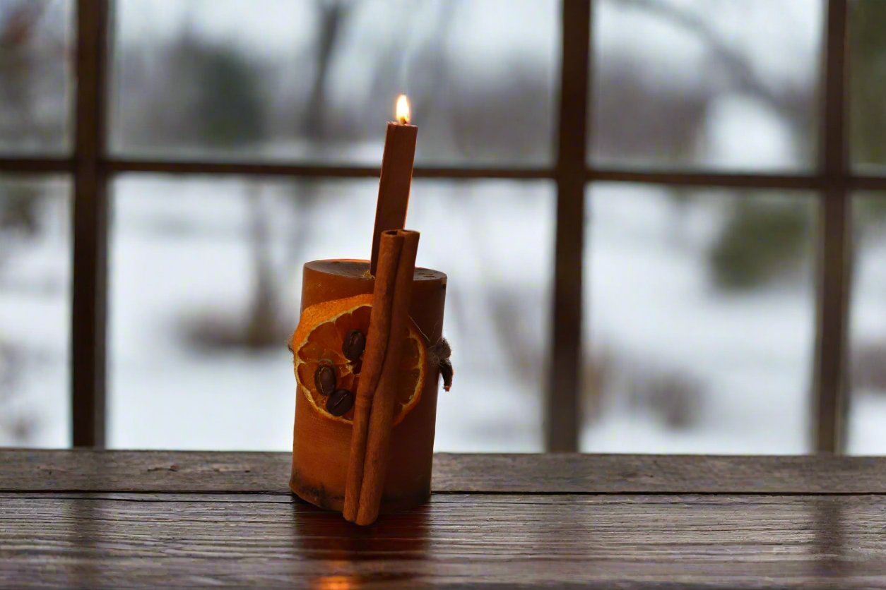 Coffee/Cinnamon/Orange Homemade Natural Beeswax Candle