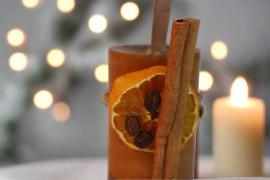 Coffee/Cinnamon/Orange Homemade Natural Beeswax Candle