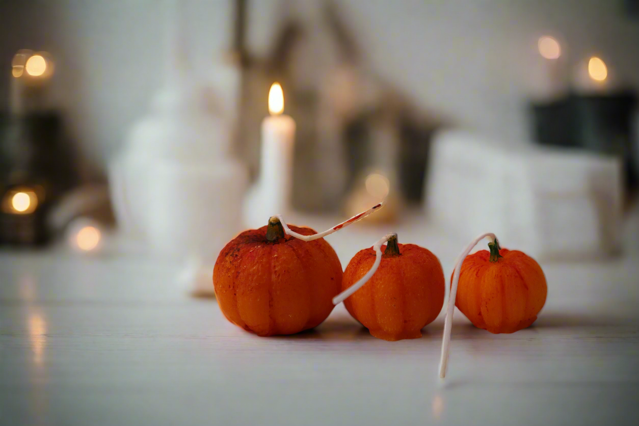 Organic 100% Natural Beeswax Candle Pumpkin Set of 3