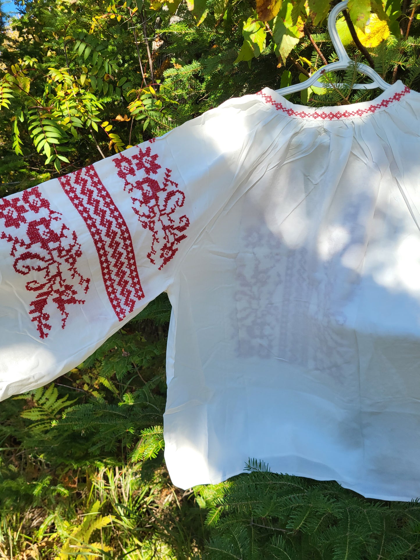 Ukrainian Style Cross Stitch Embroidered Shirt for Women